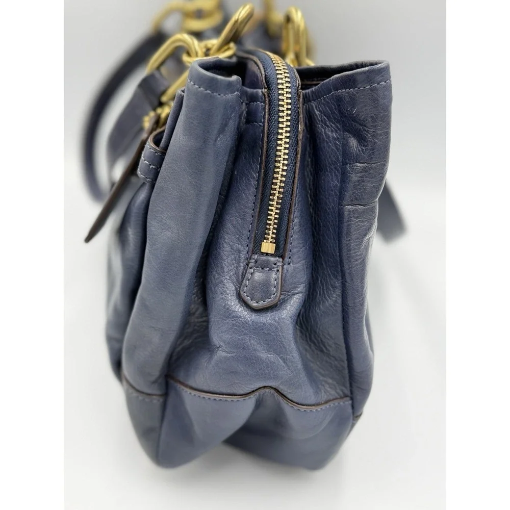 Coach Chelsea Jayden Blue Leather Carryall Handbag Gold Hardware #17811 - Picture 5 of 14